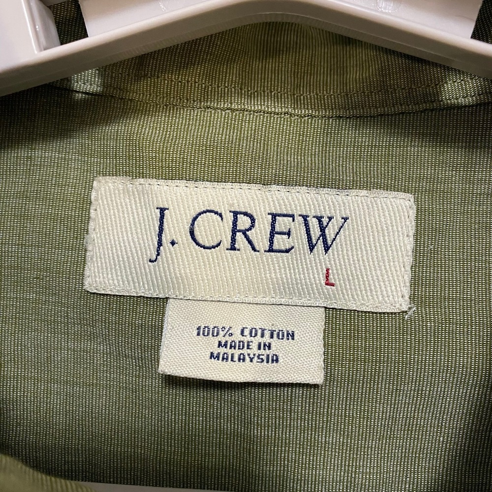 J CREW Men's Large Olive Green 100% Cotton Long Sleeve Casual Button Up Shirt - Picture 4 of 7